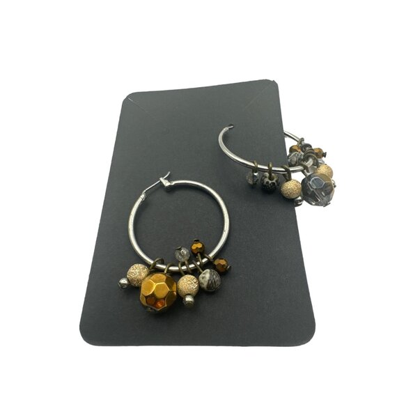 Multicolored Beaded Closed Hoop Earrings - Picture 3 of 5